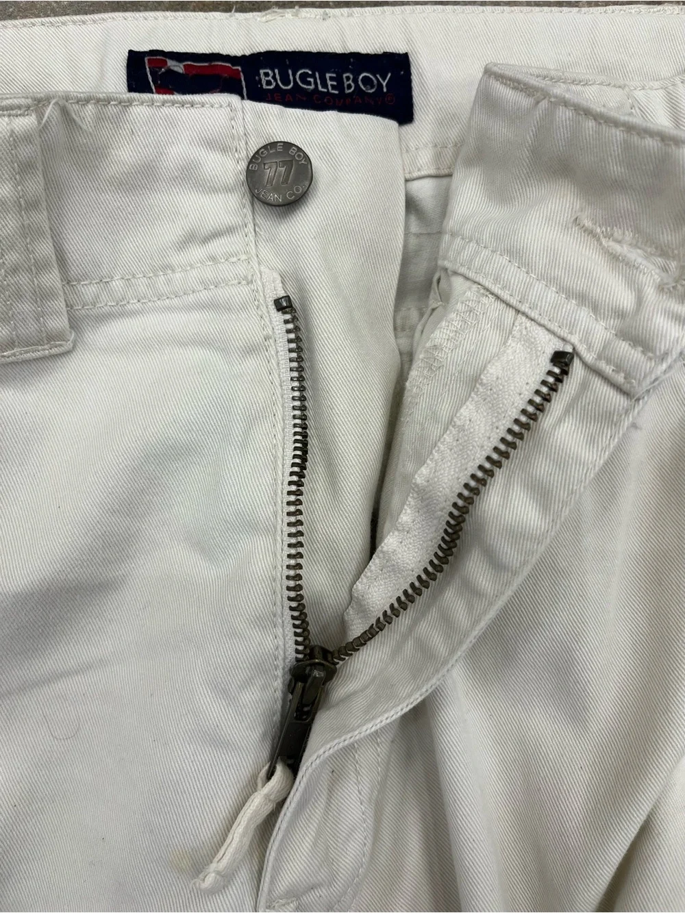 Bugle Boy White Cargo Pants with Multiple Pockets